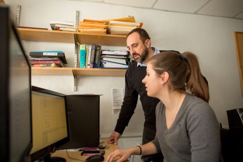 Student at computer