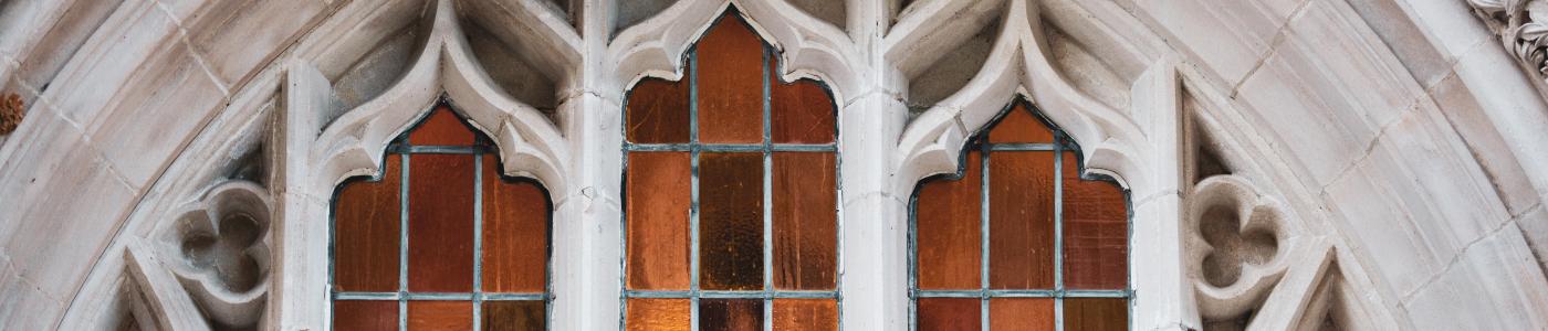 Lehigh University window with stained glass